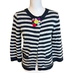 Boden Black and White Striped Cardigan